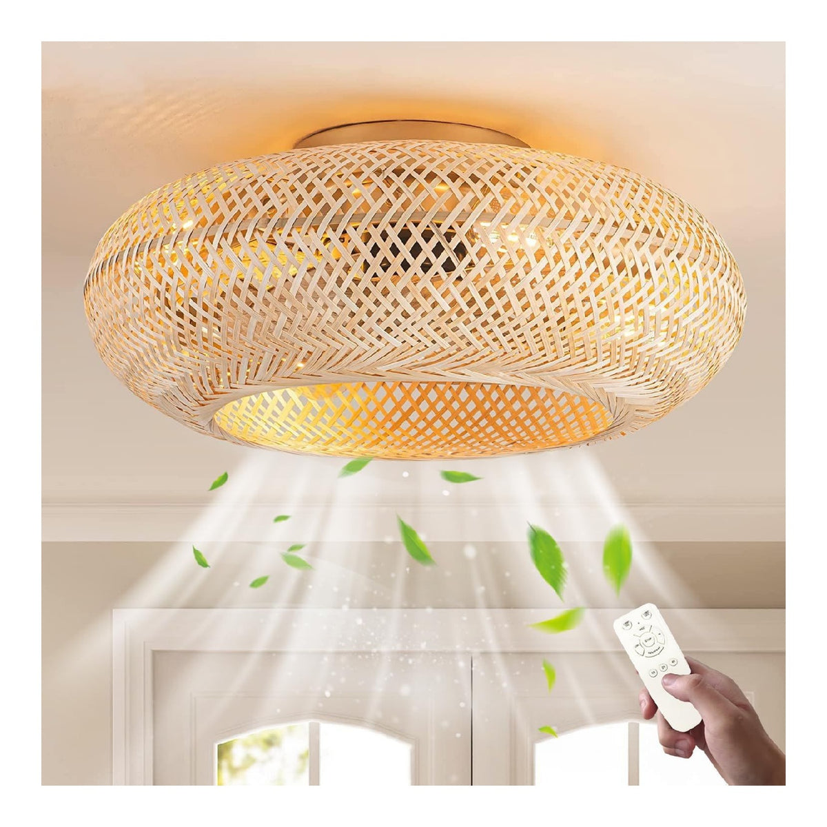 Ventilatore da soffitto con luce 50 cm regolabile rame