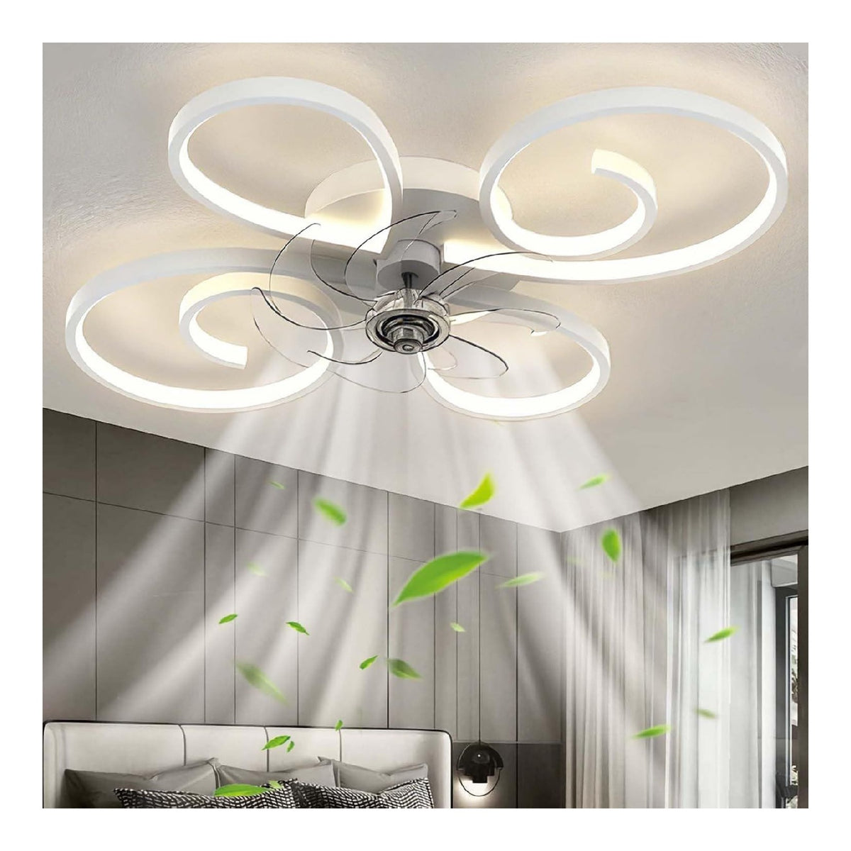 Ventilatore Soffitto Bianco Silenzioso Luce regolabile con telecomando bianco