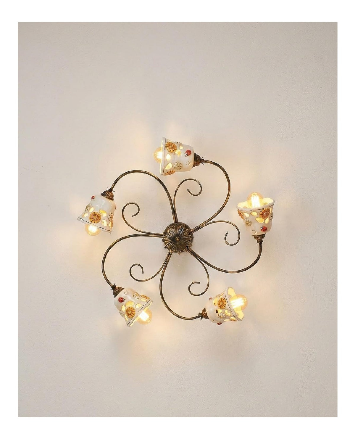 Plafoniera da soffitto 75 cm struttura in metallo oro