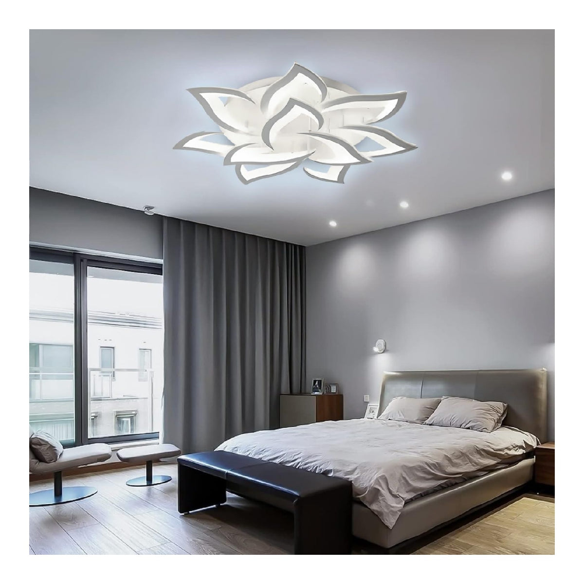 Illuminazione sospesa Plafoniera Lampadario Soffitto Design Fiore nero