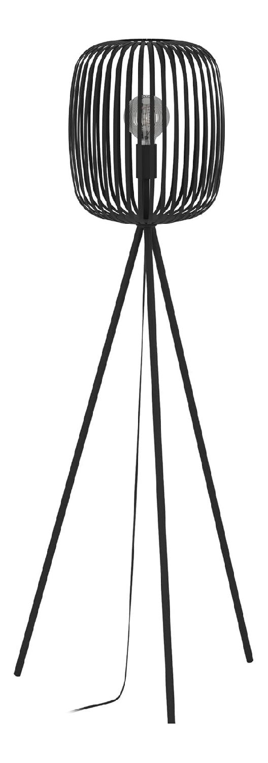 Lampada da terra struttura in metallo con treppiede nero