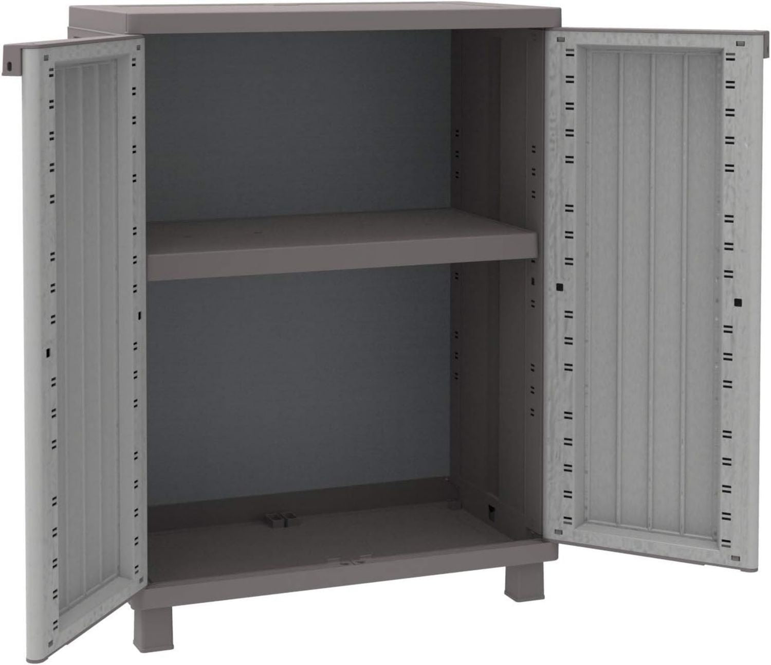 Armadietto Jwood 68 da Interno Esterno a 2 Ante Effetto 1 Ripiano Regolabile. Materiale Plastica 5 cm Dimensioni 68 x 37 5 x 91 Legno