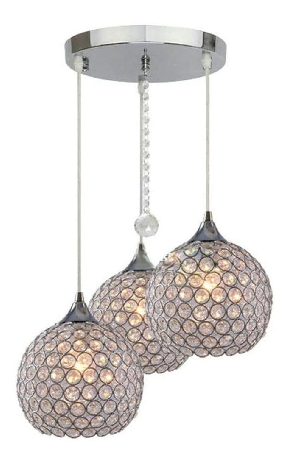 Lampada a sospensione con cristalli stile industriale nero