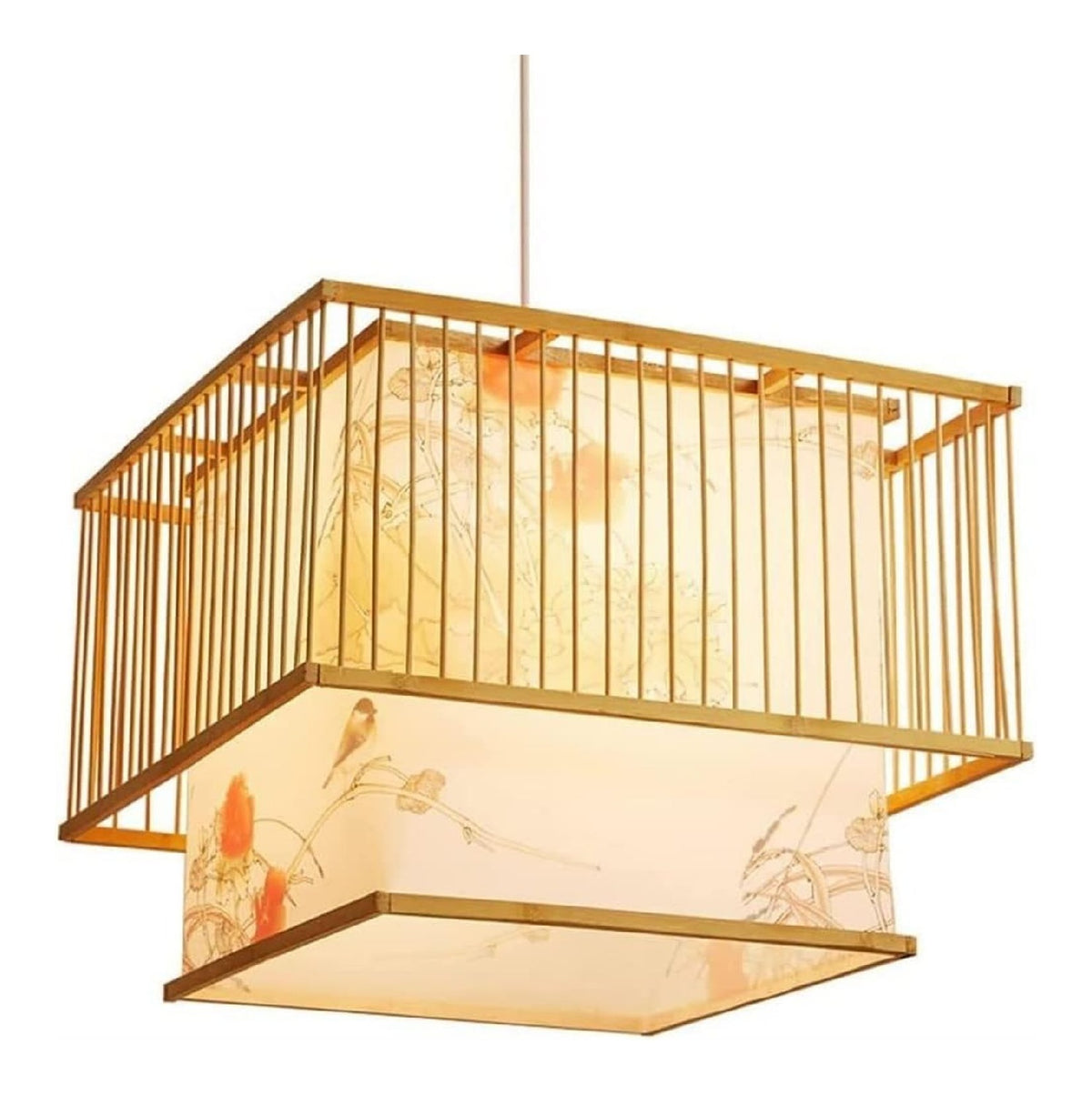Illuminazione sospesa Lanterna bambu Lampadario Lampadario Vimini nero