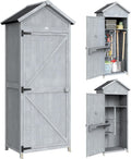 Armadio Outsunny da Giardino in Abete Ripiani cm Casetta Attrezzi Giardino Banco Lavoro Ribaltabile Tetto Inclinato Asfalto Esterno Porta Attrezzi 77 x 52.5 x 178 Legno Grigio