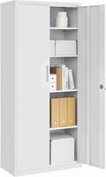 Armadietto SONGMICS Garage a 5 Ripiani con 2 Ante Armadio Ufficio 40 80 180 cm 1 Serratura Ripiani Regolabili Metallo Opaco OMC015G01 x x Grigio
