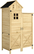 Armadio Outsunny da Giardino in di Abete cm Color Design a Doppia Zona Casetta Porta Attrezzi da Esterno Ripiani Amovibili Finestre Porte Tetto Asfaltato Inclinato 106 x 57 x 167 Legno Legno