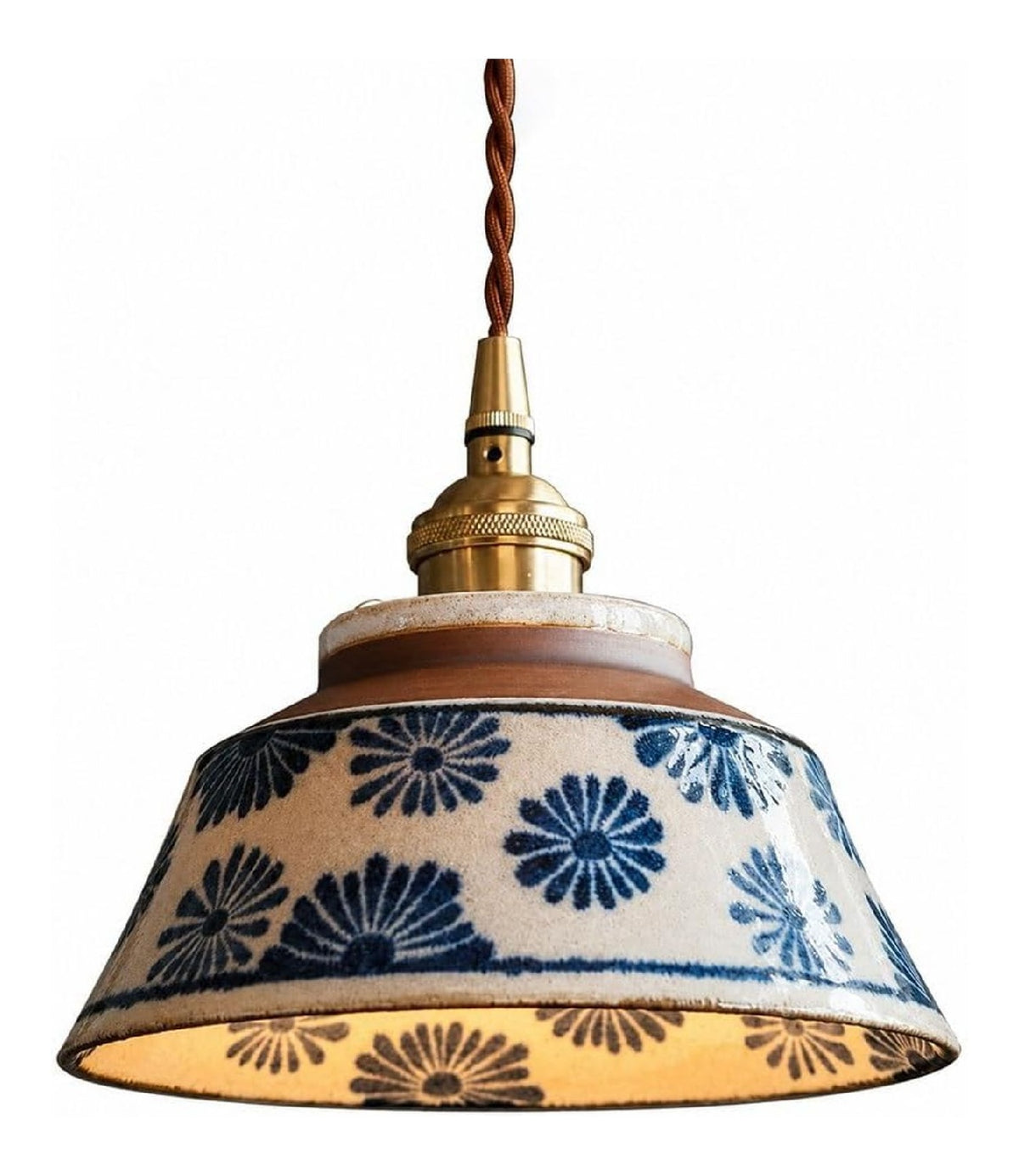 Lampadario a soffitto Lampada Sospensione Ceramica Floreale Blu