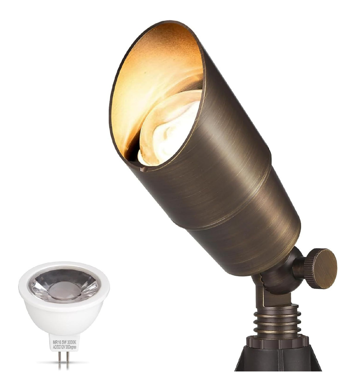 Gardencoin Faretti esterni ottone massiccio, regolabile con diffusore in vetro ottone