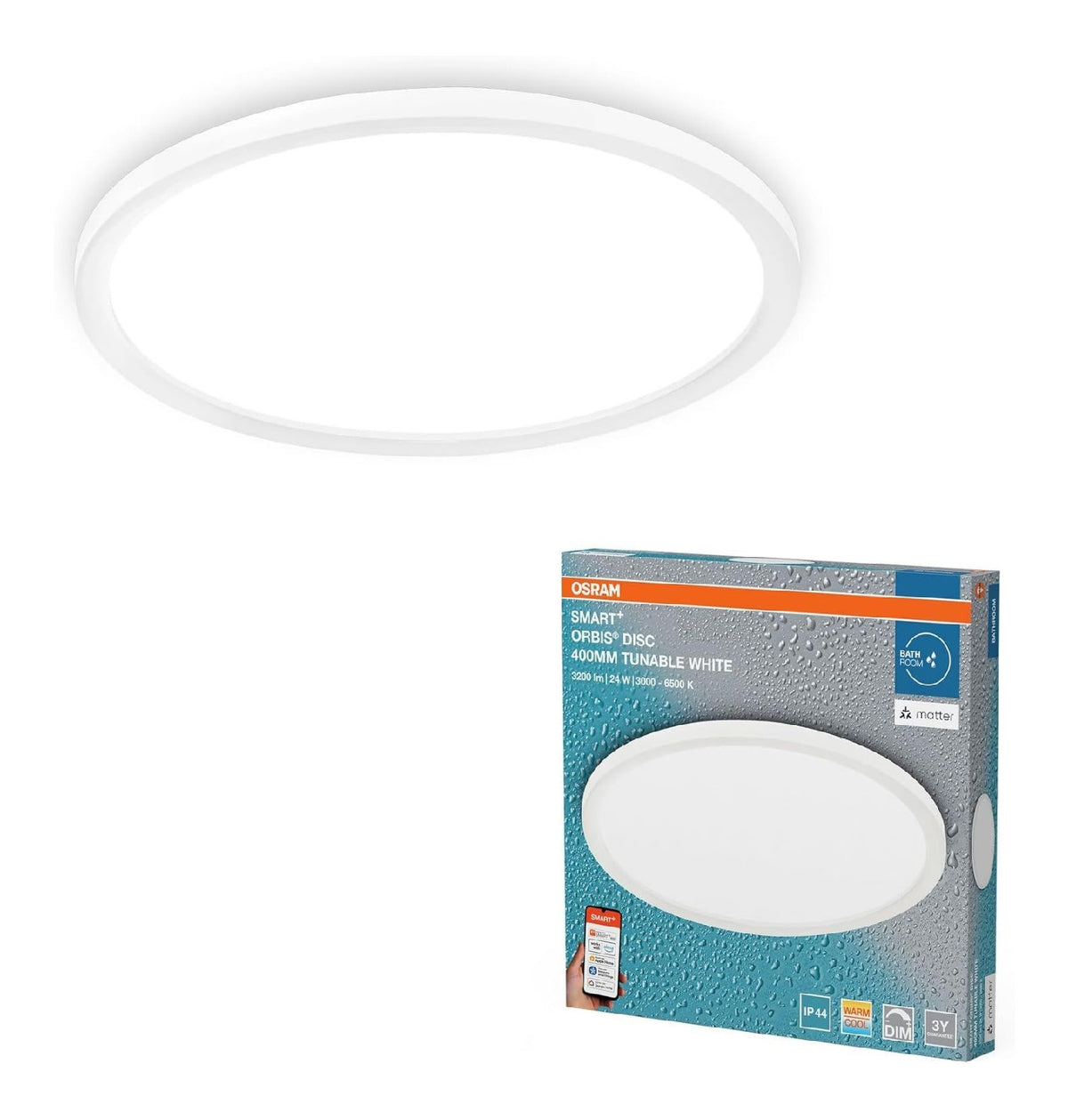 Luce bagno SMART+ Matter ORBIS dimmerabile regolabile bianco