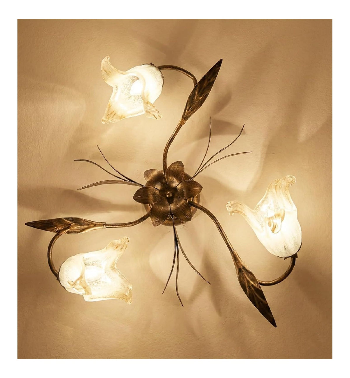 Plafoniera da soffitto 49 cm con diffusore in vetro oro