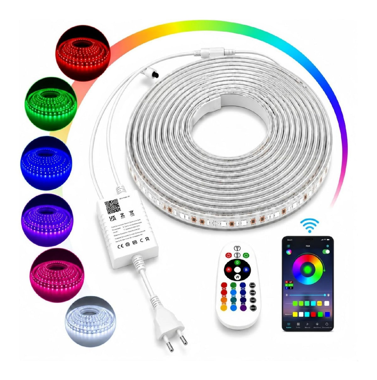 Striscia LED regolabile con telecomando bianco