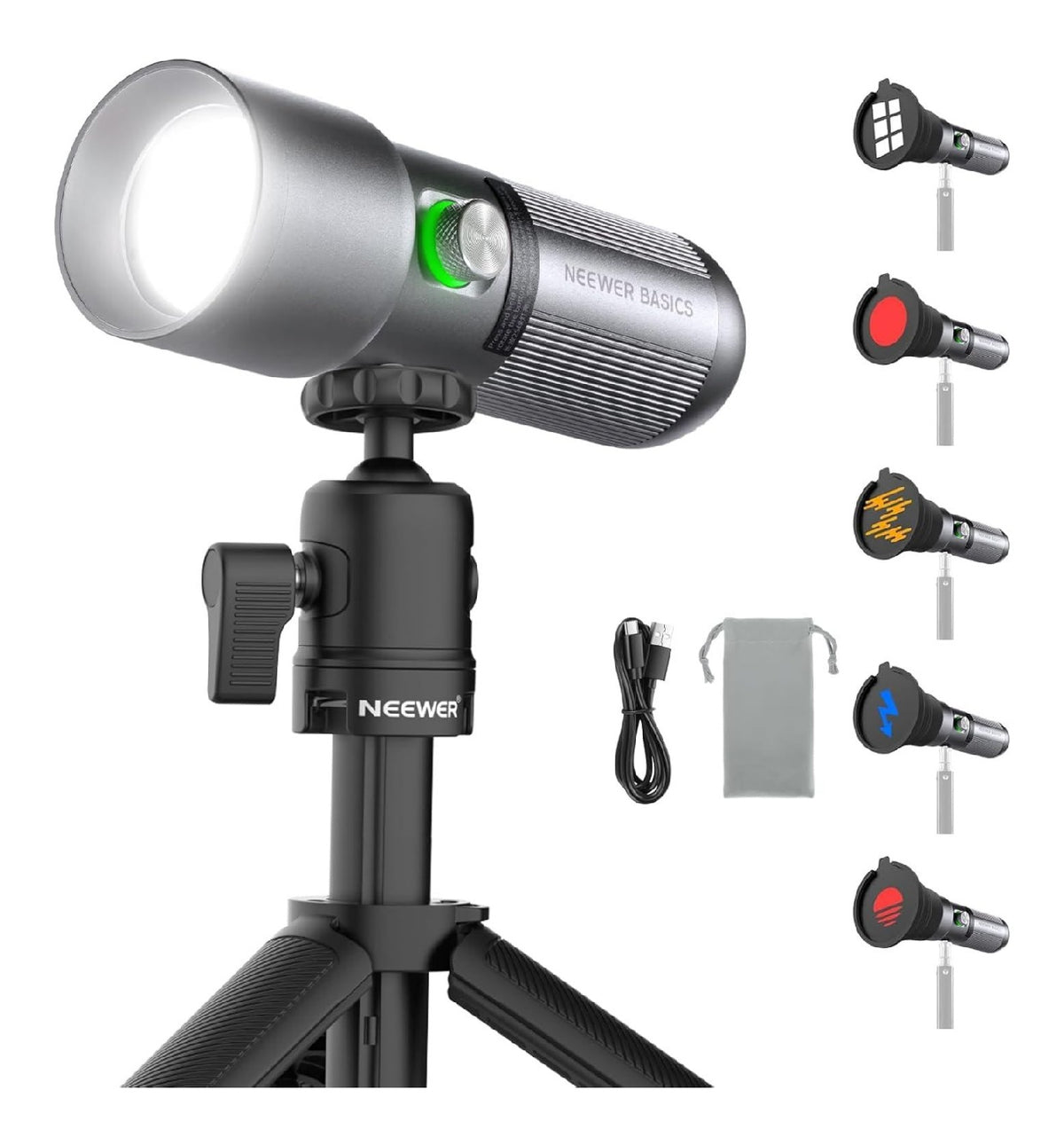 Luce video LED dimmerabile in alluminio nero