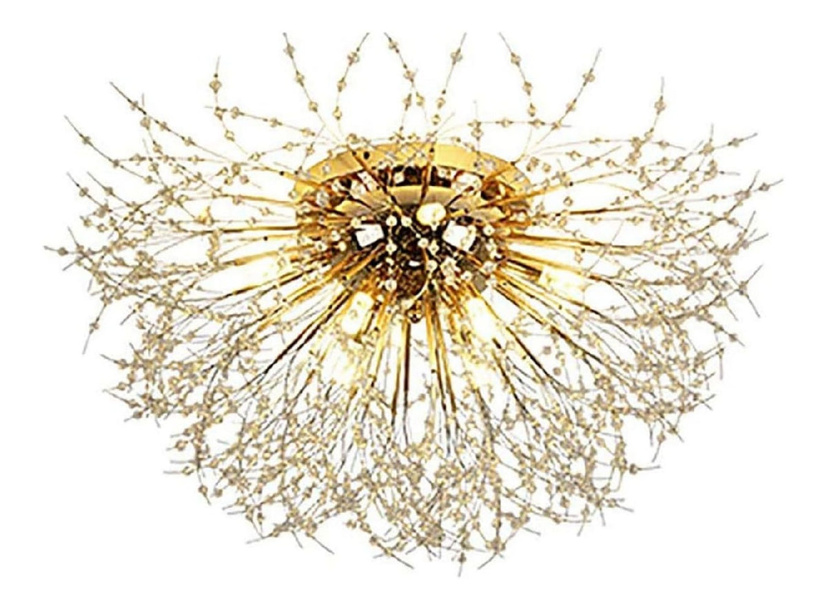 Plafoniera da soffitto regolabile con cristalli oro LED integrato