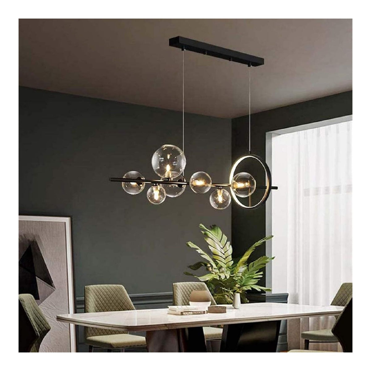 Illuminazione sospesa Lampada Pranzo Sospensione, Palla Vetro nero