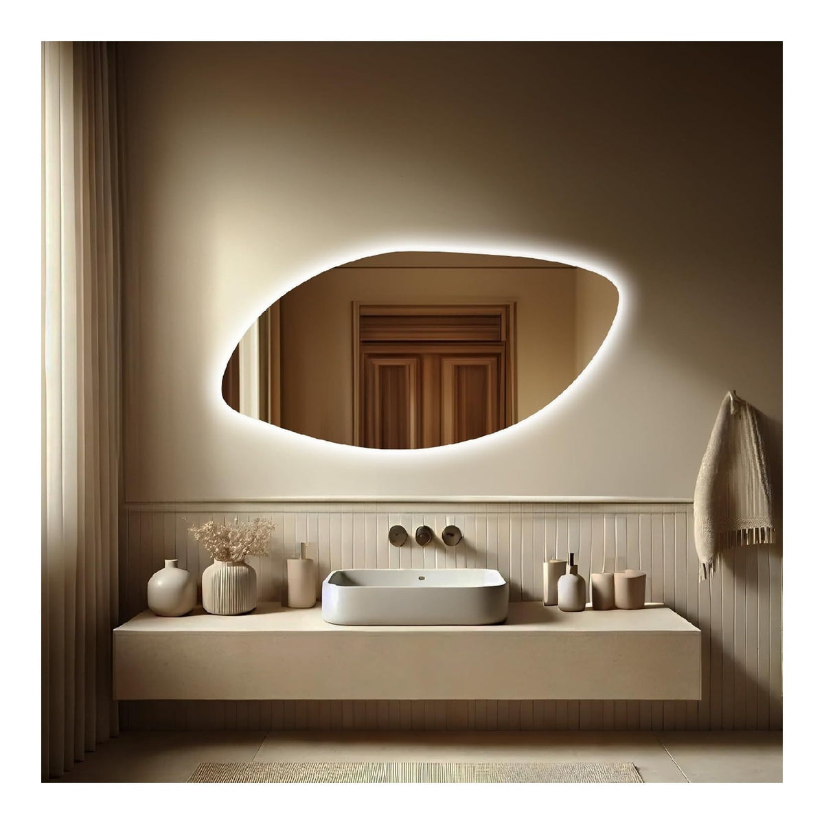 Illuminazione a parete Irregolare Specchio Maskat, Specchio Bagno oro