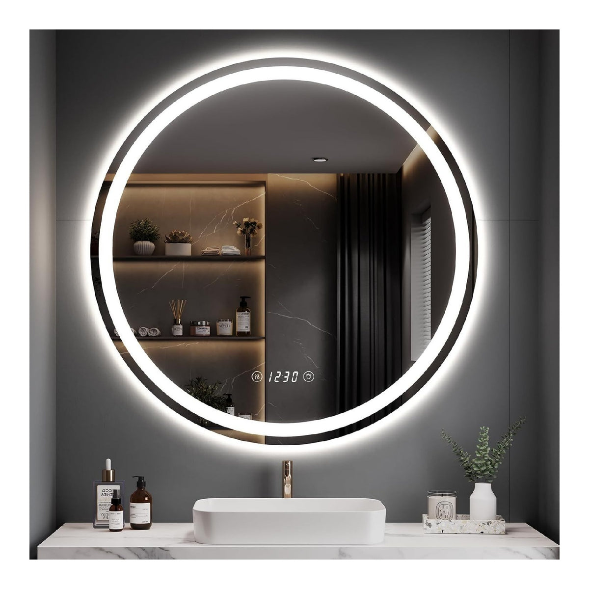Dripex Rotondo Specchio bagno illuminazione dimmerabile regolabile oro