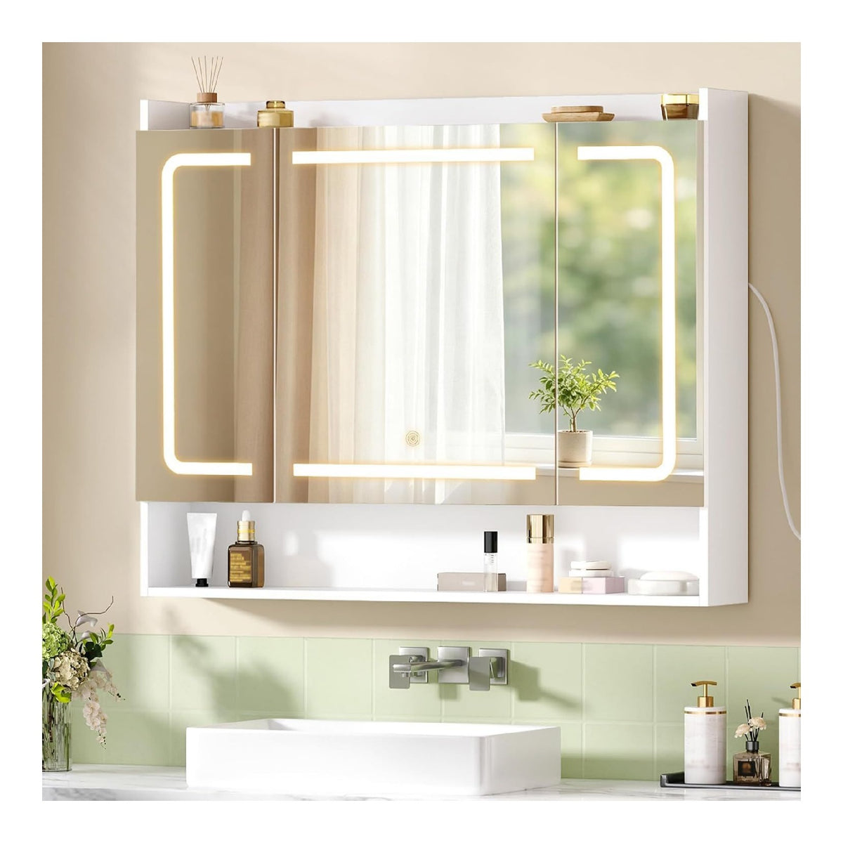 Armadietti a specchio Hzuaneri Armadietto Specchio Bagno bianco