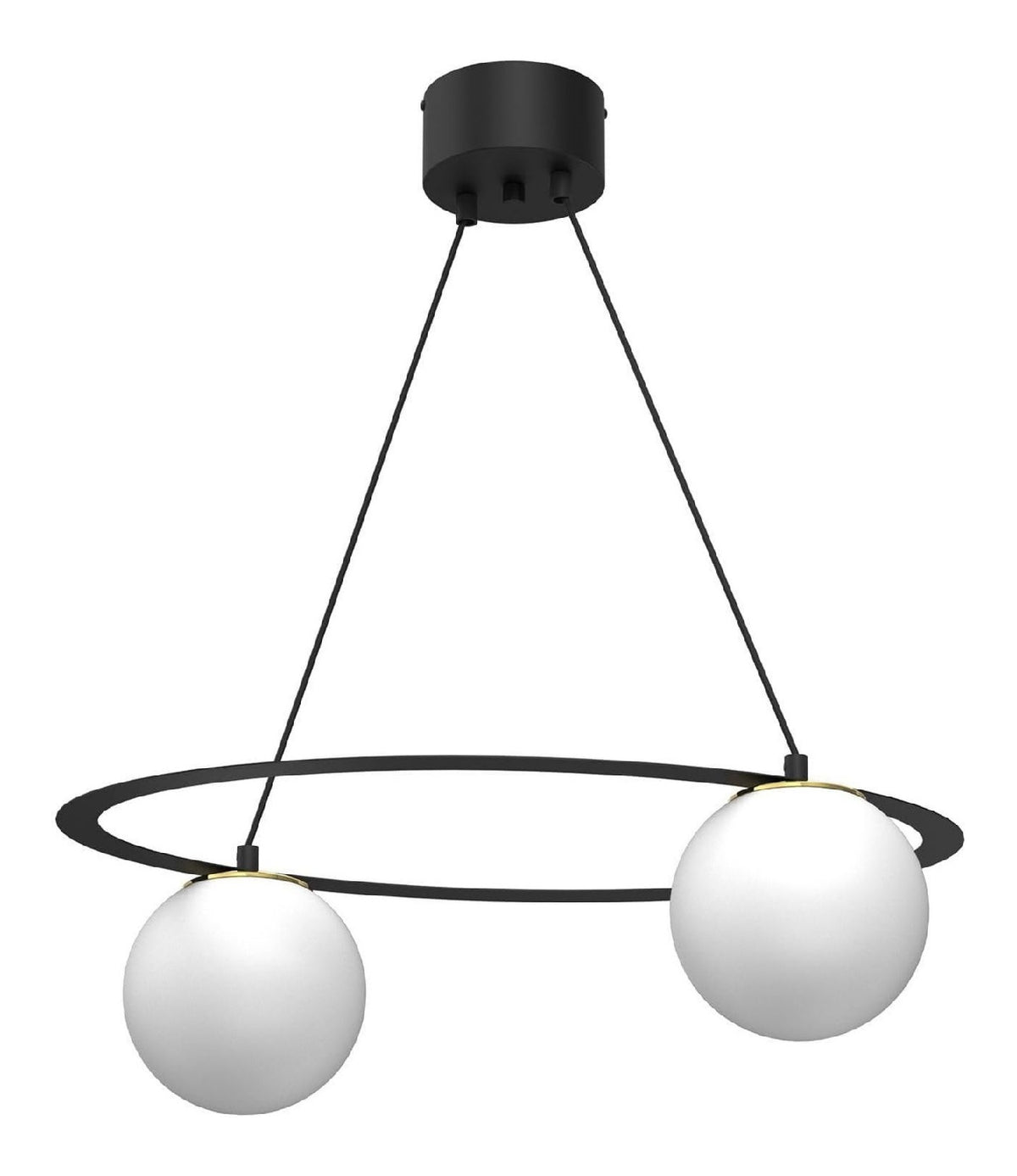 Lampada a sospensione 70 cm con diffusore in vetro nero