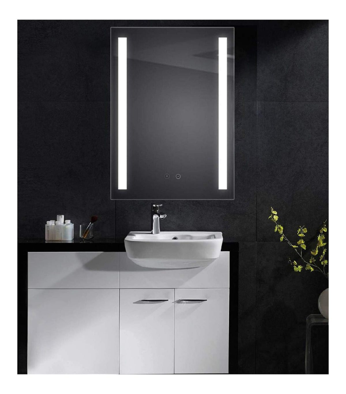 Specchio Parete Specchio bagno illuminazione con diffusore in vetro in alluminio bianco