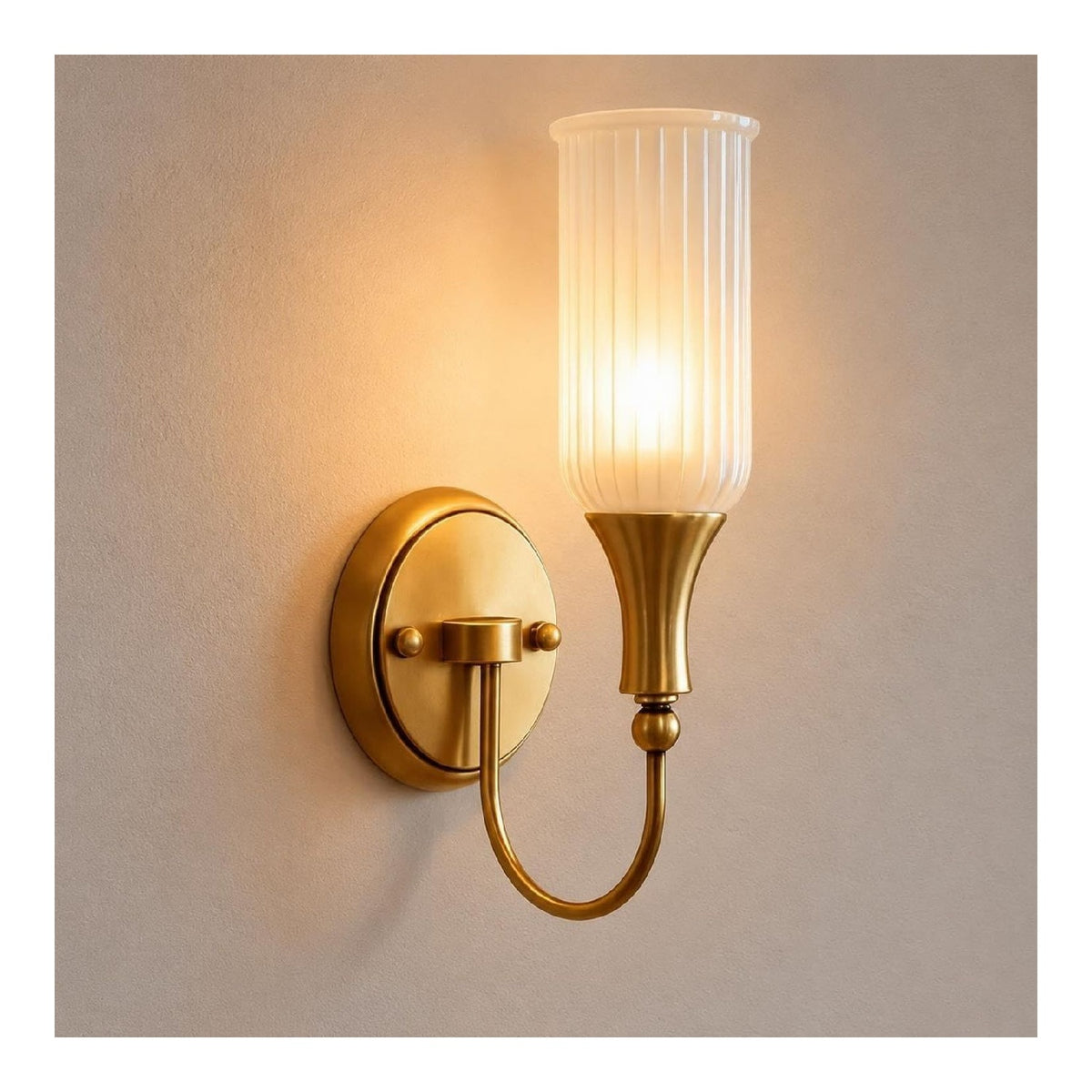 Lampada da parete Lampada parete vintage paralume vetro coste bianco latte(Gold) bianco