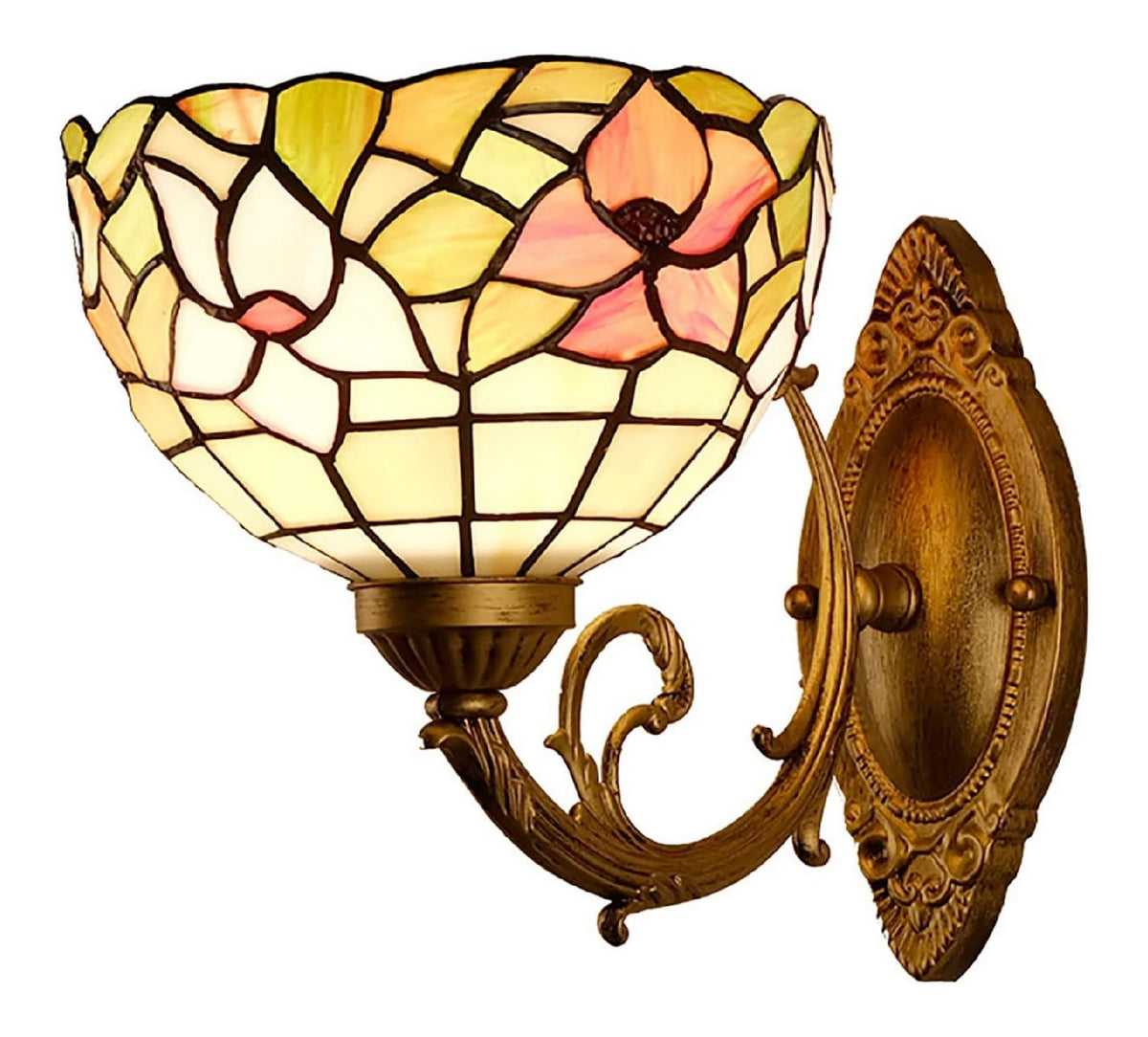 Applique da parete con vetro stile vintage bronzo con diffusore in vetro