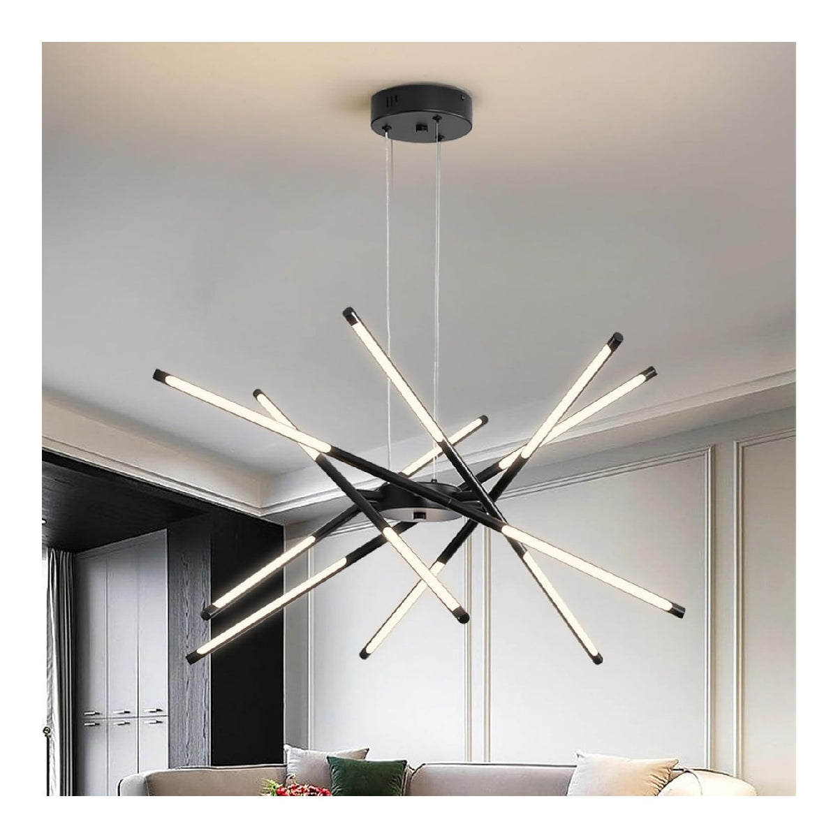 Lampadario decorativo in alluminio struttura in metallo nero