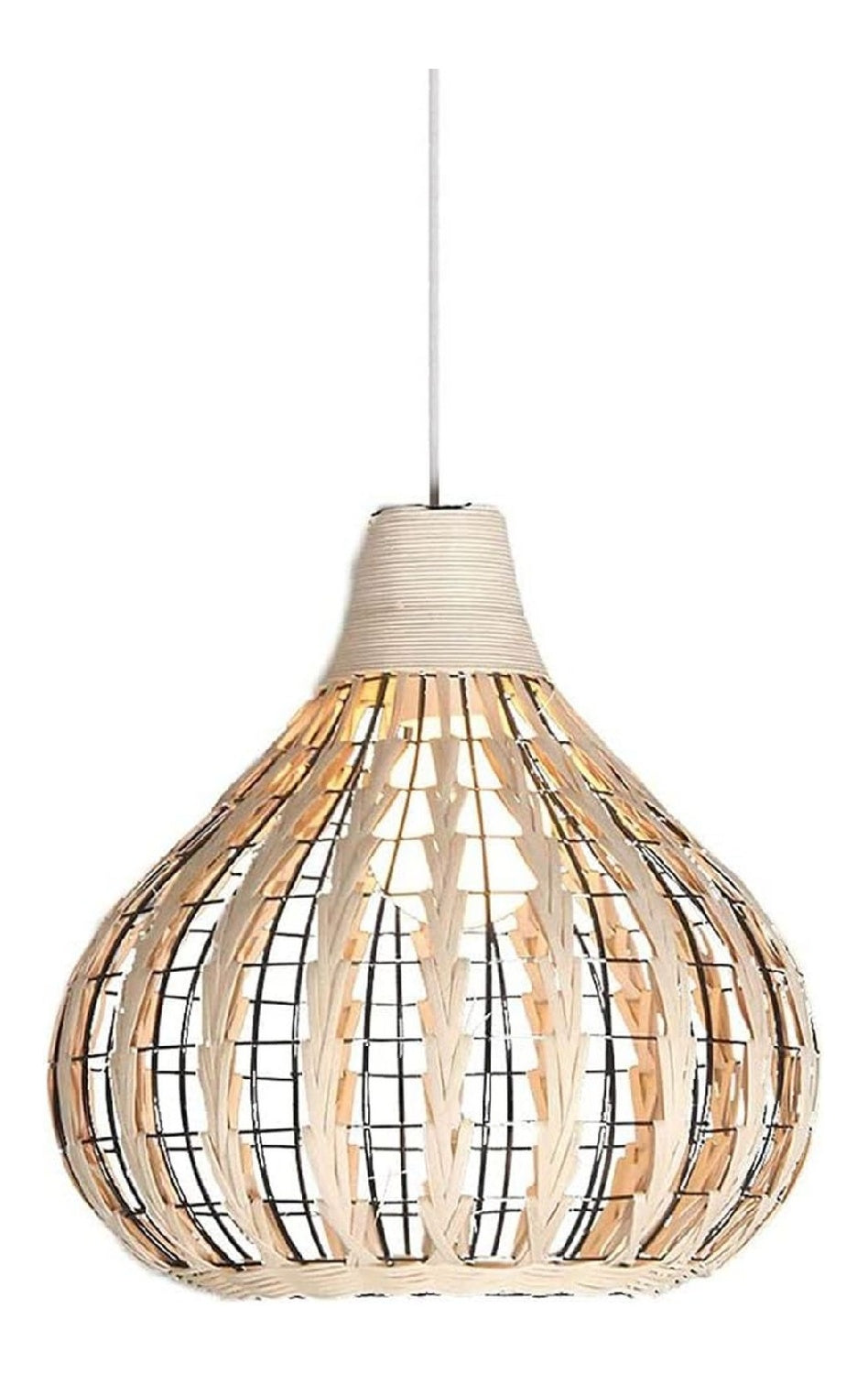 Illuminazione sospesa Lampadario Intrecciato Rattan Lampadario Creativo beige