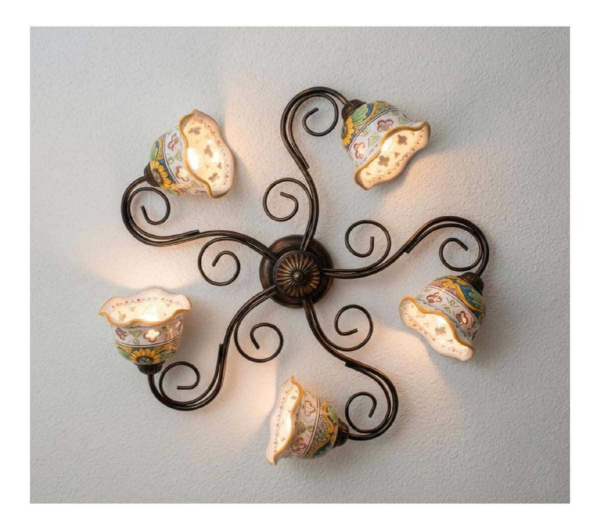 Plafoniera da soffitto 64 cm struttura in metallo oro