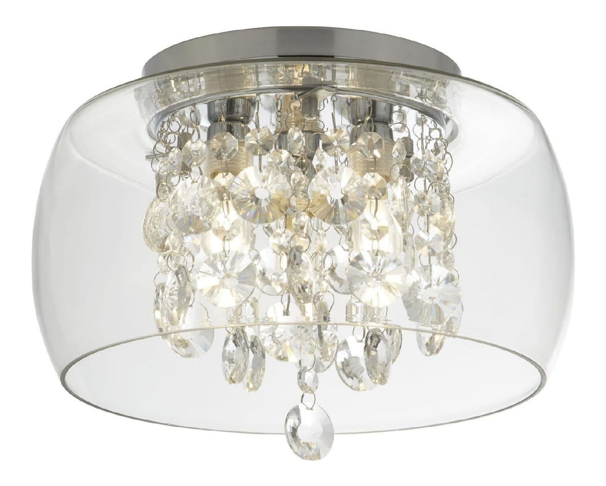 Plafoniera da soffitto con cristalli cromo