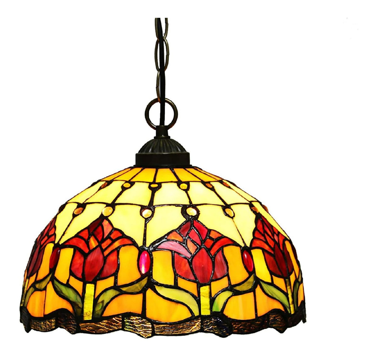 Lampada a sospensione regolabile con cristalli rosso