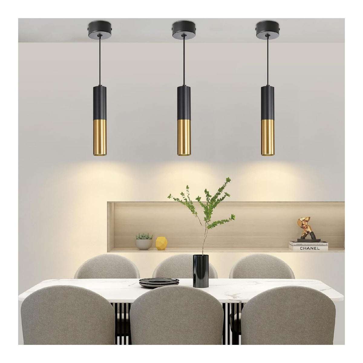 Lampada a sospensione Mikeru Black Brass Gold Cilindro nero