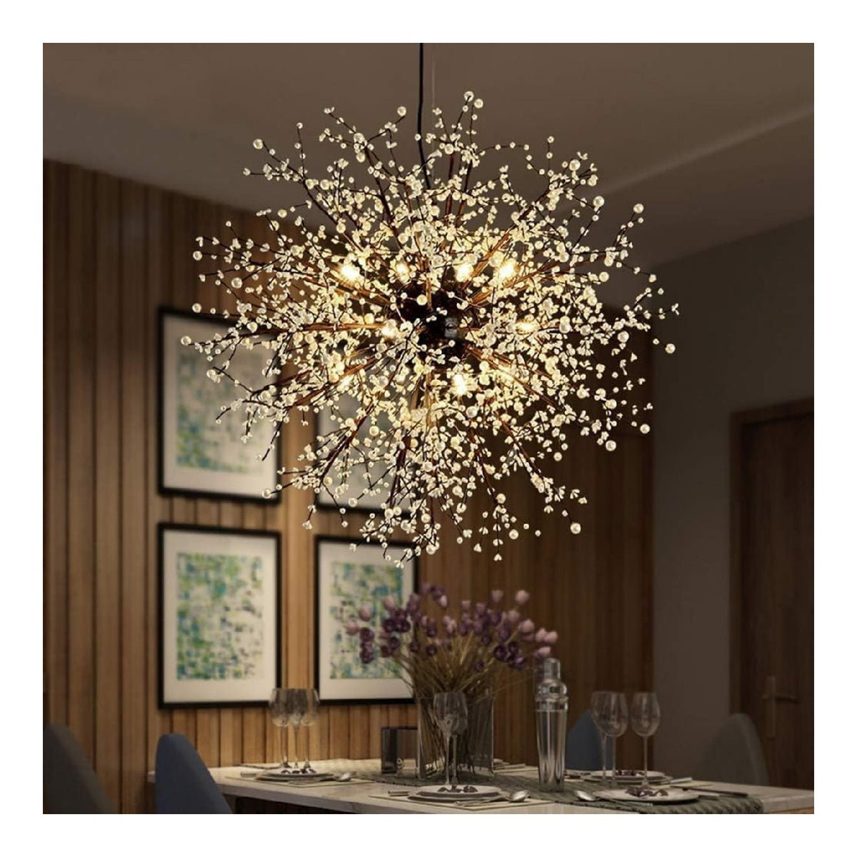 Plafoniera da soffitto regolabile con cristalli nero regolabile