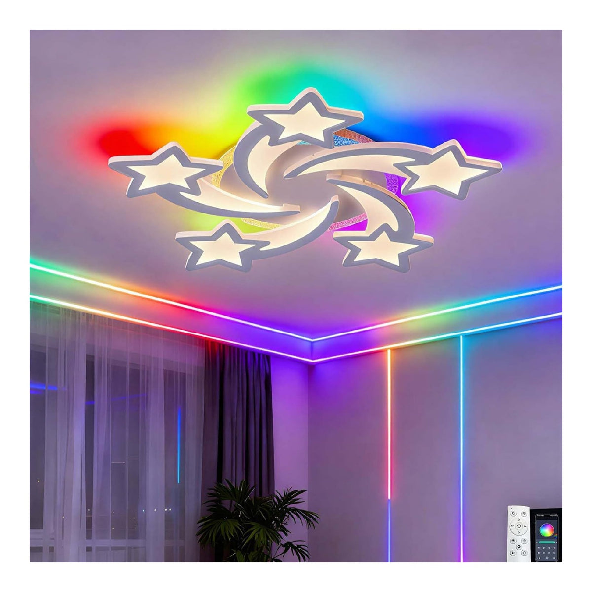 Illuminazione sospesa Lampadario Forma Stella RGB,Dimmerabile Funzione bianco