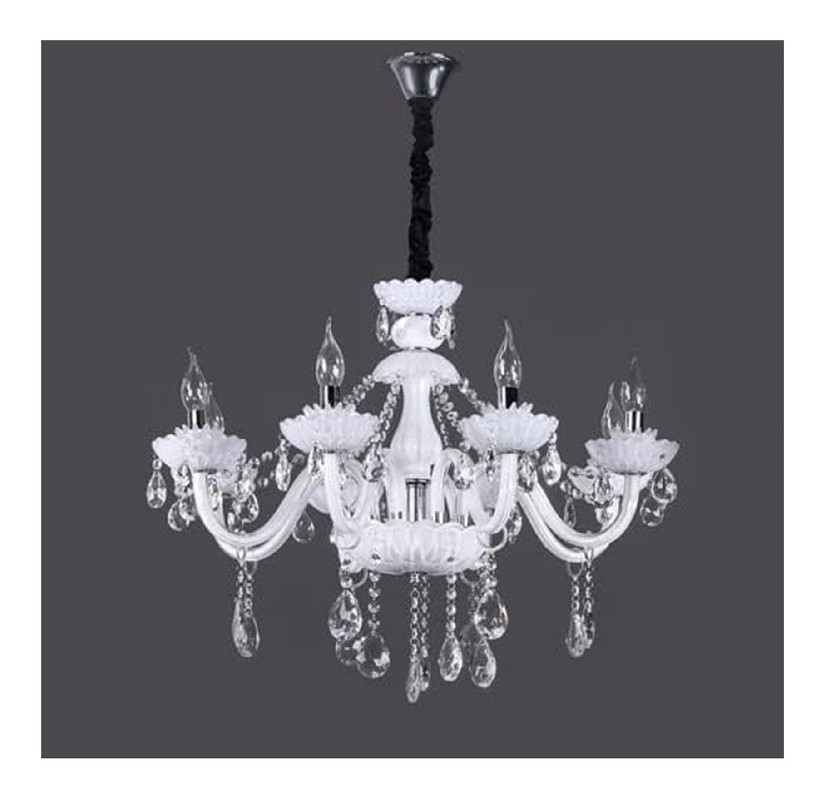 Lampada a sospensione 66 cm con cristalli bianco