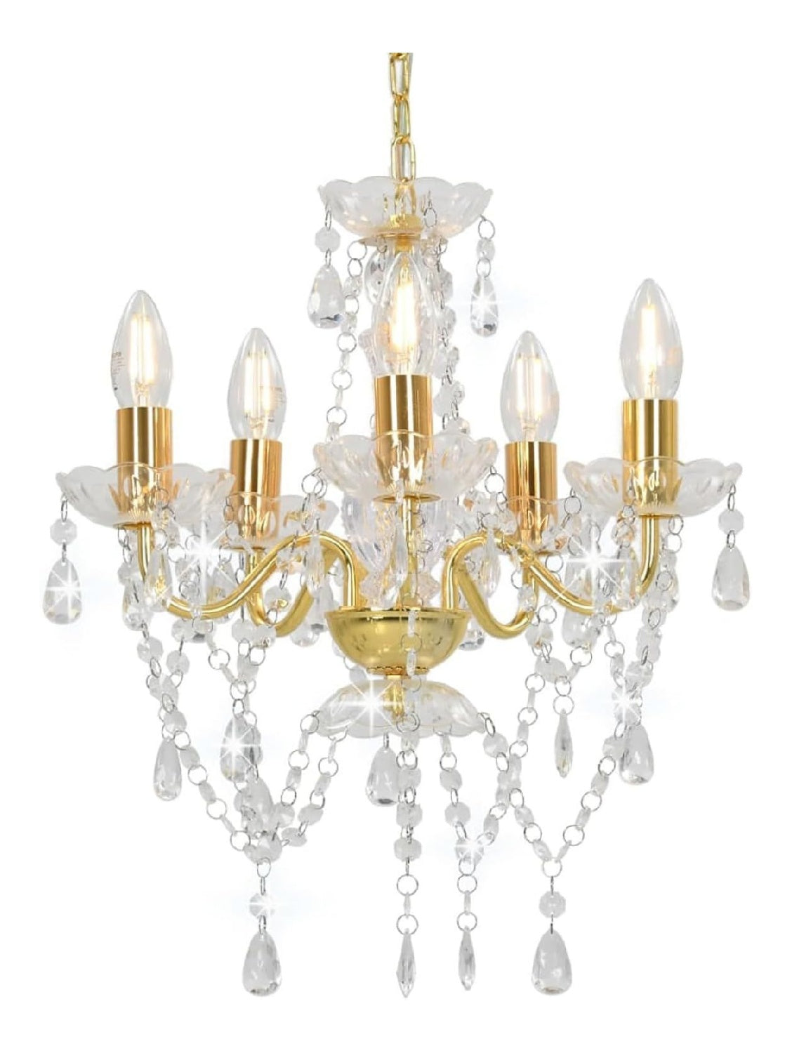Lampada a sospensione con cristalli oro