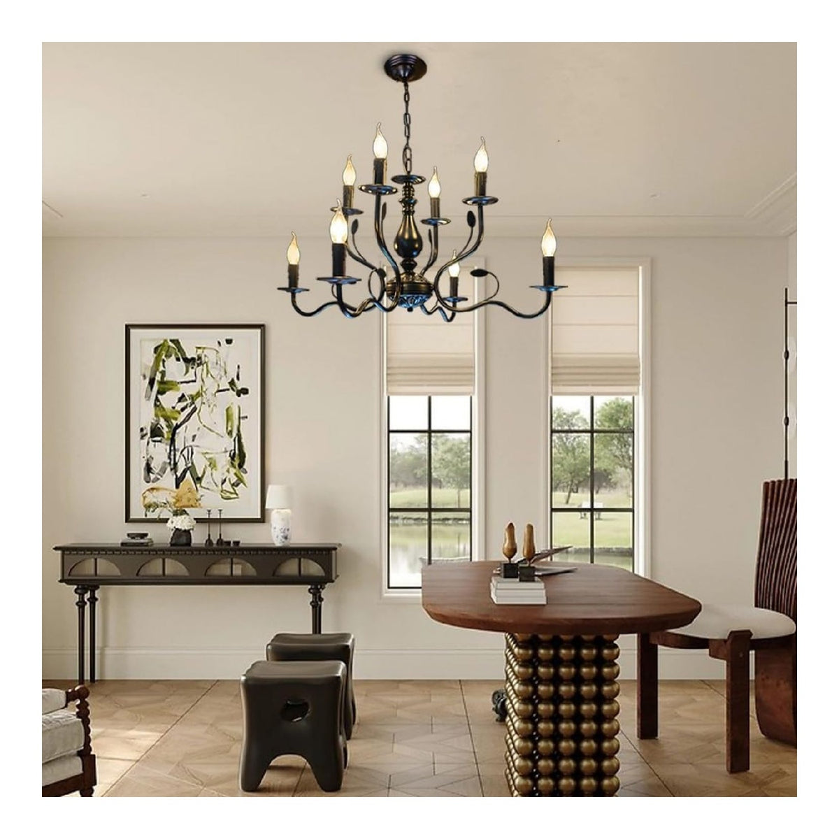 Lampadario decorativo 35 cm stile vintage nero