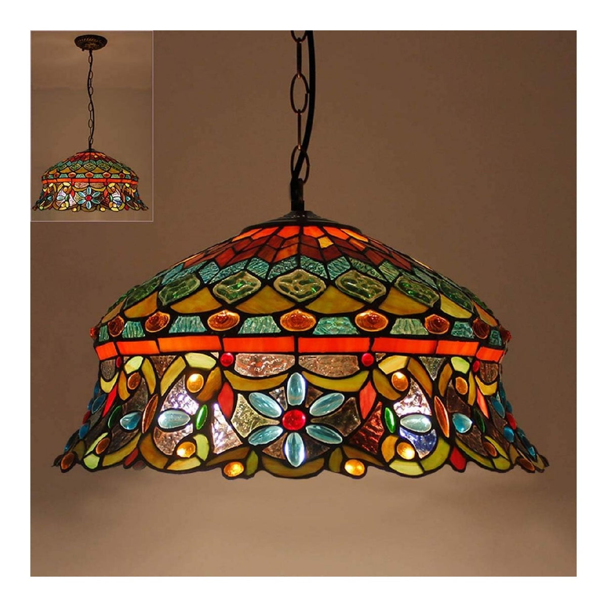 Lampadari Stile Tiffany, plafoniere Vetro regolabile con diffusore in vetro oro