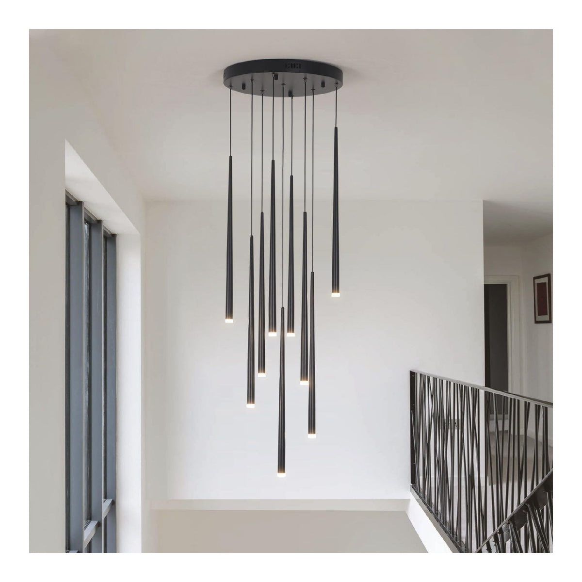 Struttura in metallo lampadario decorativo linea minimalista nero
