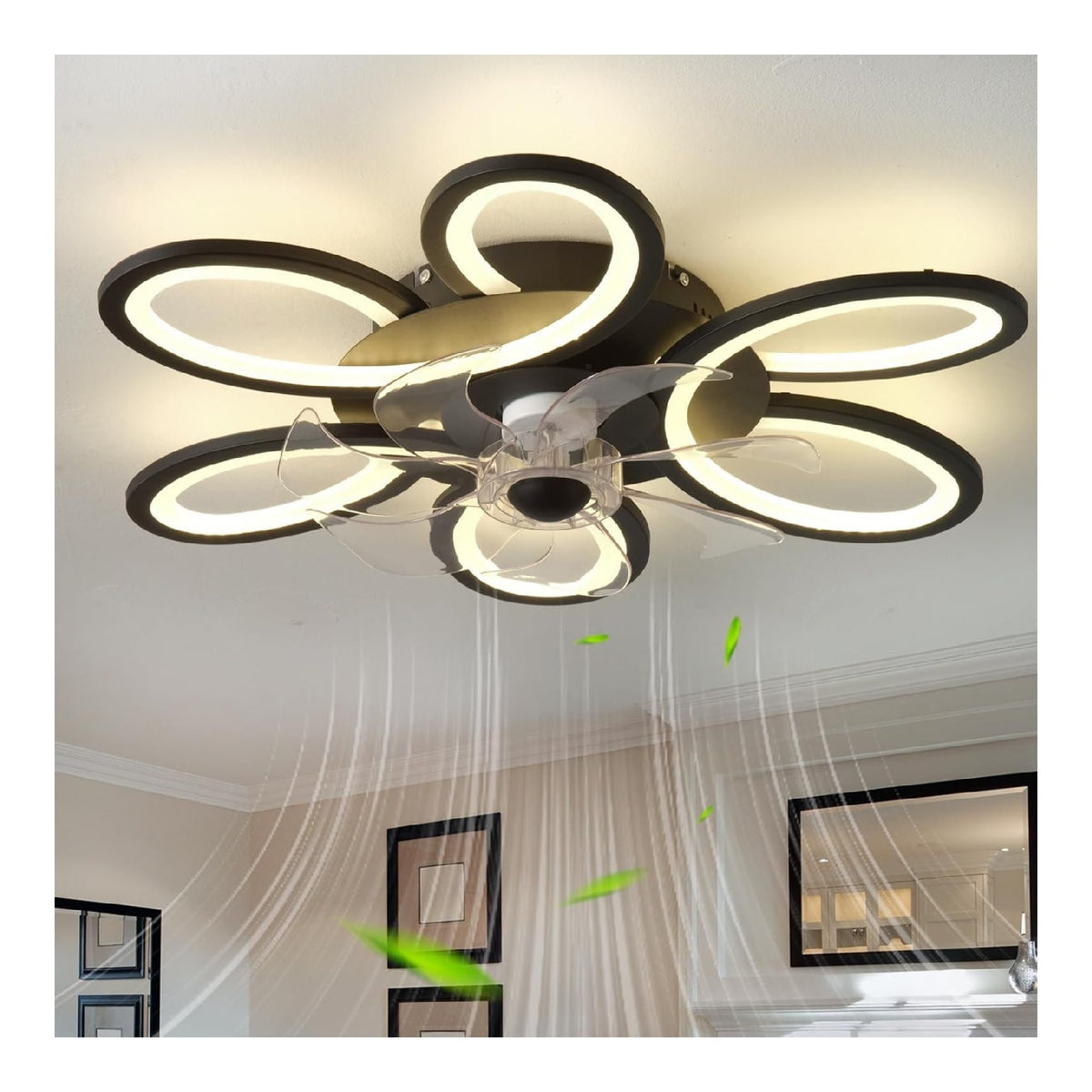 Ventilatore da soffitto con luce Fiore Ventilatore Soffitto Luce nero