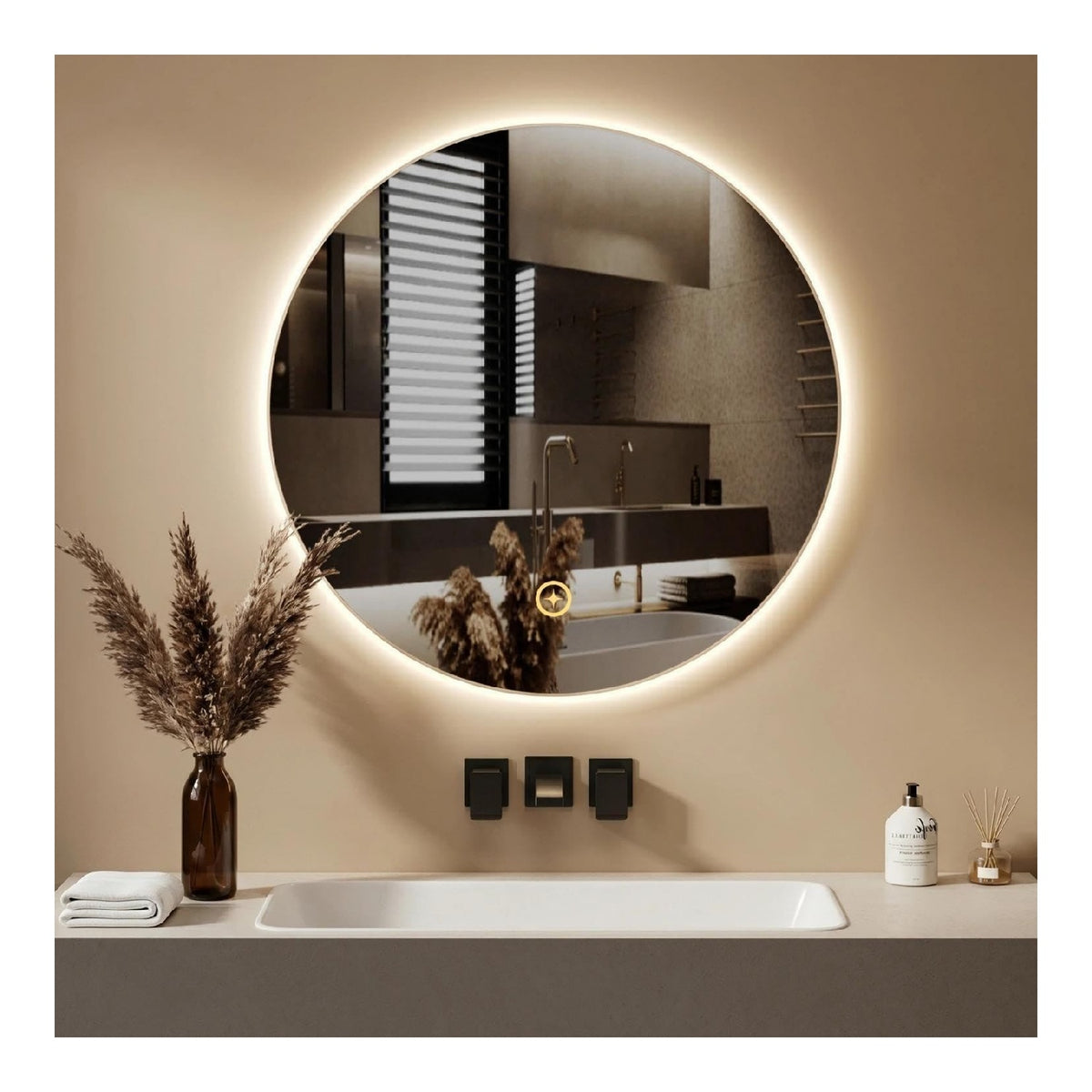 Specchio Rotondo Parete Retroilluminato Bagno dimmerabile regolabile oro