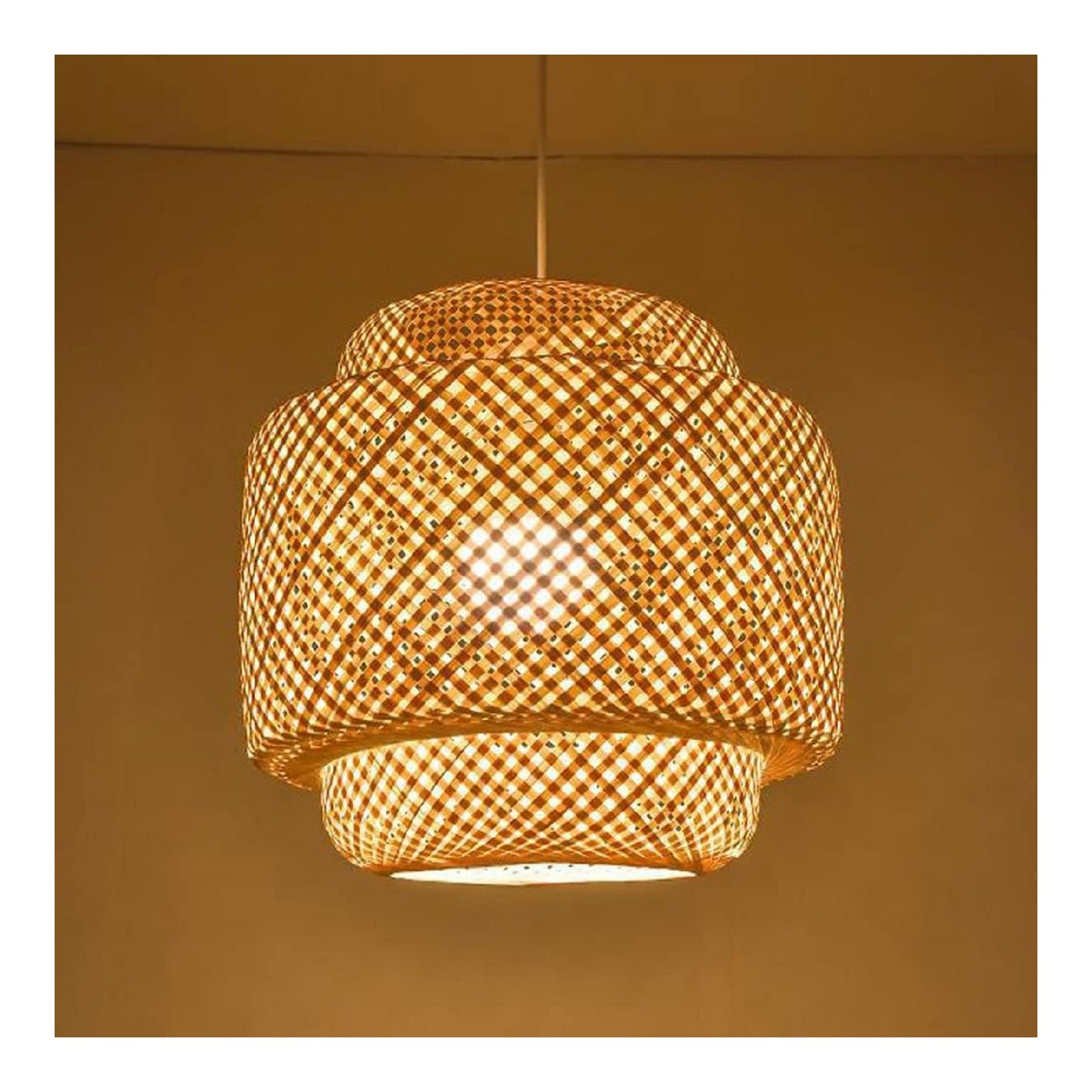 Luce sospesa Moderna Lampada Sospensione Vimini Paralume nero