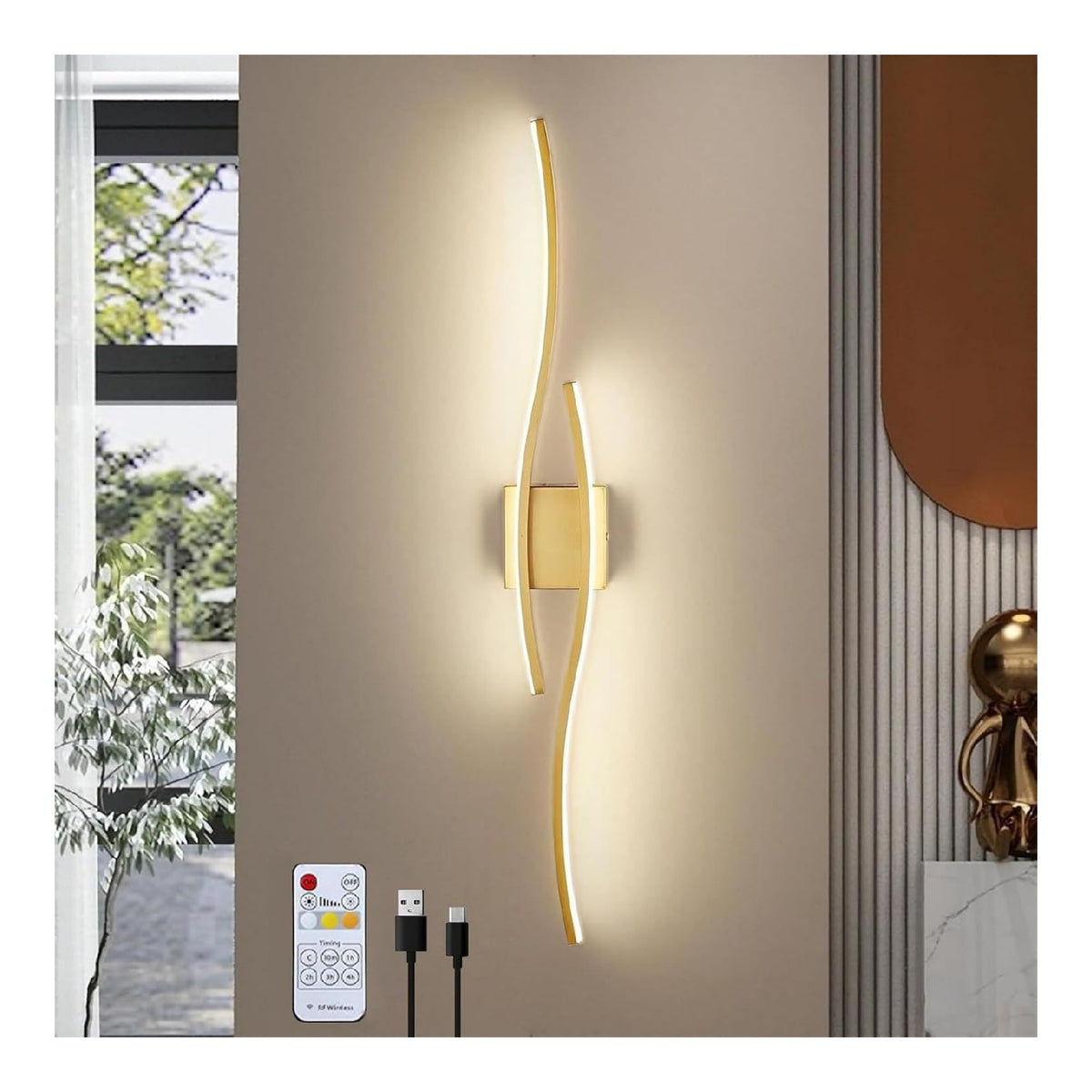 Lampada da parete Lampada Parete Ricaricabile Batteria Luce oro