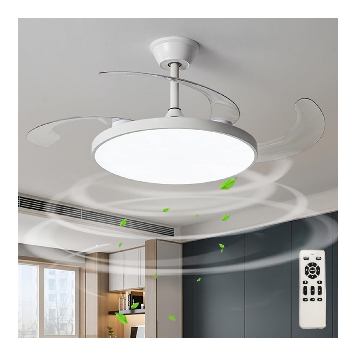 Ventilatore da soffitto con luce 95 cm dimmerabile oro
