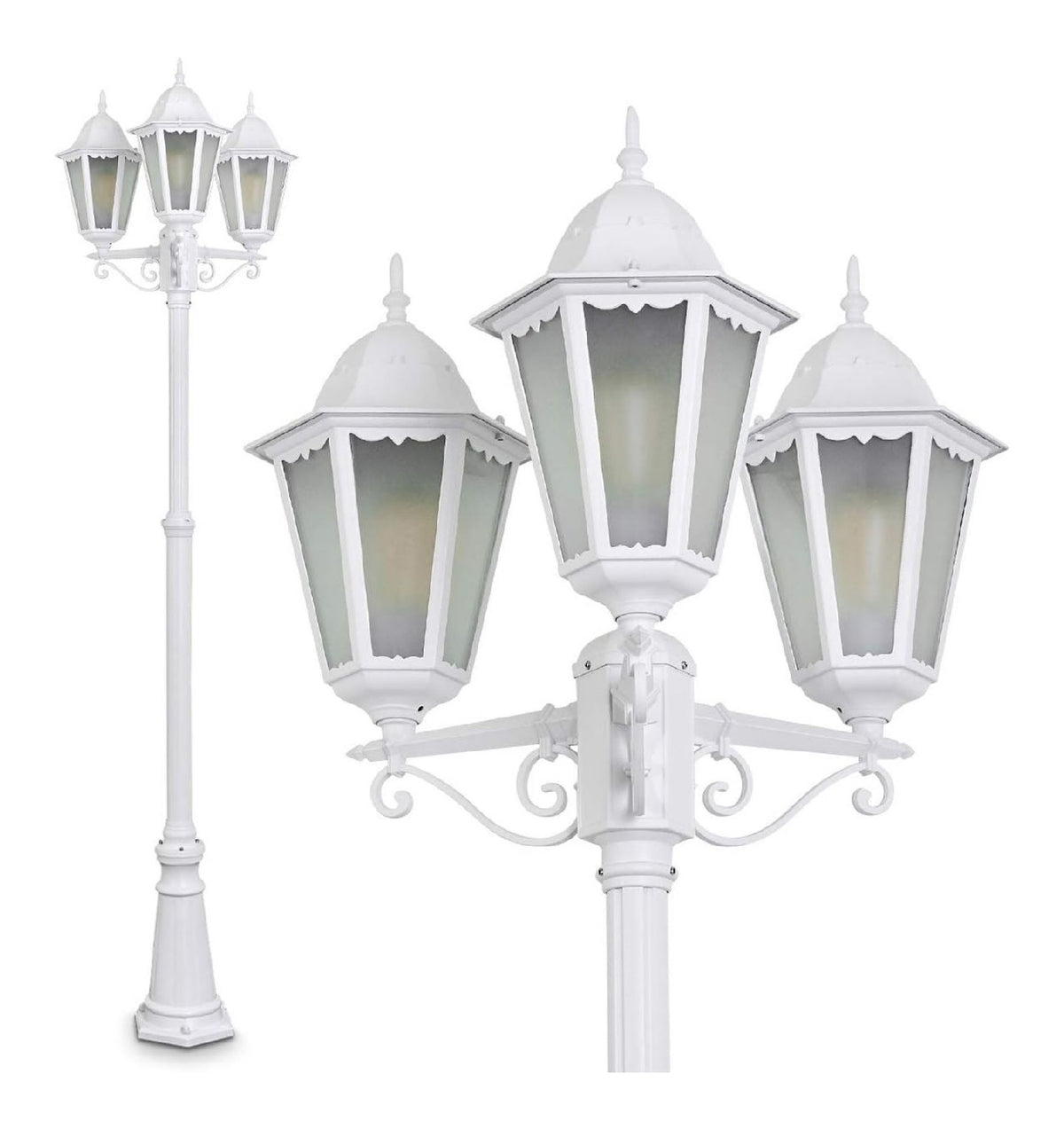 Illuminazione per esterni con telecomando con diffusore in vetro bianco