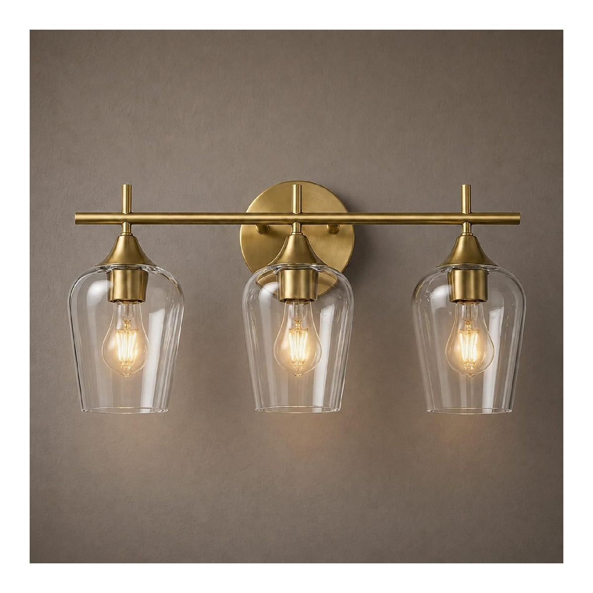 Hamilyeah Lampada bagno sopra specchio, con diffusore in vetro finitura ottone oro