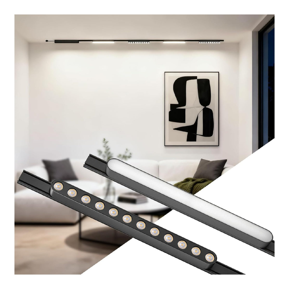 Led integrato sistema a cavi per faretti nero