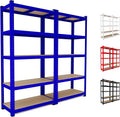 Arreditaly 2 Scaffali In Metallo E MDF Scaffale Ad Alta Portata Fino a 875 kg Con 5 Ripiani Regolabili Ideale Per Garage Officina Cantina Capannone Magazzino Design Modulare 180 x 90 x 40 cm Blu