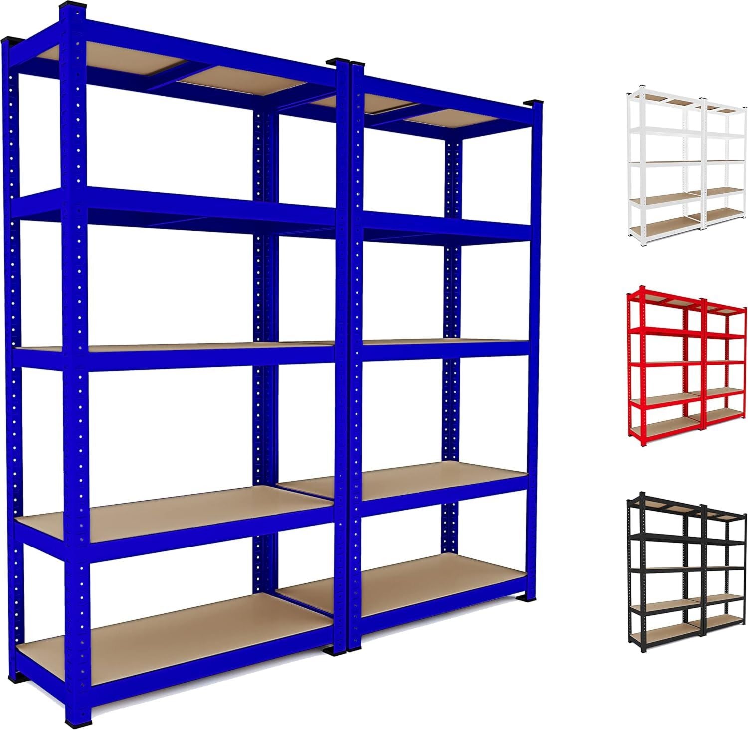 Arreditaly 2 Scaffali In Metallo E MDF Scaffale Ad Alta Portata Fino a 875 kg Con 5 Ripiani Regolabili Ideale Per Garage Officina Cantina Capannone Magazzino Design Modulare 180 x 90 x 40 cm Blu